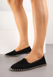 Czarne Espadryle Balerinki z Ozdobnymi Przeszyciami Firavione. Czarne espadryle damskie Born2be, na lato, bez wzorów, klasyczne, bez obcasa, bez zapięcia. Za 44.99 zł.