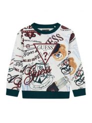 Guess Bluza N6YQ07 K4100 Biały Regular Fit. Białe bluzy dla chłopców Guess, z aplikacjami, z bawełny, bez ramiączek, bez kaptura. Za 174.99 zł.