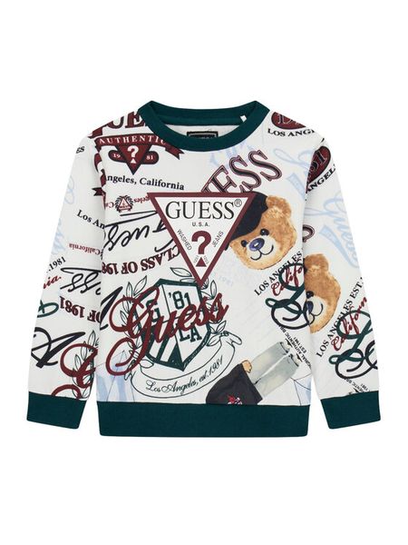 Guess Bluza N6YQ07 K4100 Biały Regular Fit. Białe bluzy dla chłopców Guess, z aplikacjami, z bawełny, bez ramiączek, bez kaptura. Za 174.99 zł.