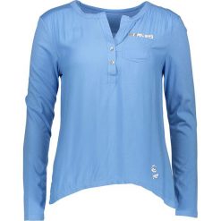 Koszulka w kolorze niebieskim. T-shirty damskie marki Be Yourself, z asymetrycznym kołnierzem, z długim rękawem. W wyprzedaży za 100.95 zł.