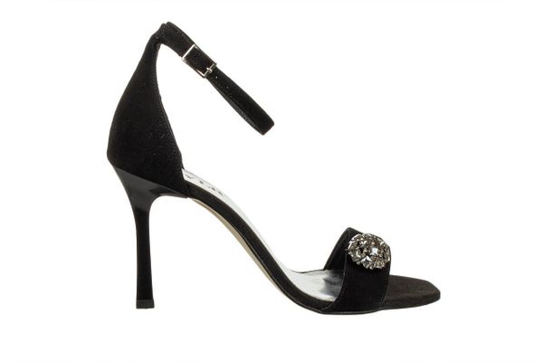 Sandały Bayla-159 5040 003-P Czarny Welur 159197, Skóra naturalna - 37. Czarne sandały damskie Bayla, z aplikacjami, z materiału, bez obcasa, na szpilce, bez zapięcia. W wyprzedaży za 269.10 zł.