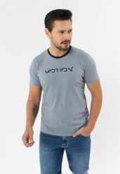 T-shirt z nadrukiem TM-MOTION. Niebieskie t-shirty męskie Volcano, l, z aplikacjami, z bawełny, klasyczne, bez kołnierzyka. Za 69.99 zł.
