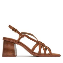 Sandały Pepe Jeans. Brązowe sandały damskie Pepe Jeans, bez wzorów, z jeansu, bez obcasa, na słupku, bez zapięcia. Za 239.99 zł.
