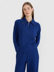 4F Bluza dresowa oversize nierozpinana bez kaptura damska - granatowa S. Niebieskie bluzy damskie 4f, s, bez wzorów, z bawełny, bez kaptura. W wyprzedaży za 99.99 zł.