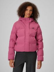 4F Kurtka zimowa z wypełnieniem syntetycznym damska - różowa XXL. Czerwone kurtki damskie 4f, na zimę, xxl, bez wzorów, z materiału, bez kaptura. Za 499.99 zł.