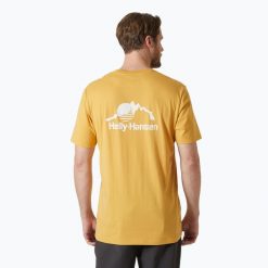 Koszulka męska Helly Hansen Nord Graphic. Żółte koszulki sportowe męskie Helly Hansen, m, bez wzorów, bez kołnierzyka, bez ramiączek, trekkingowe. Za 119.99 zł.