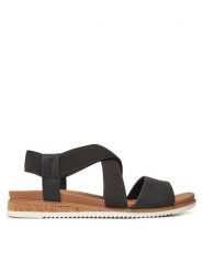 Skechers Sandały BOBS Desert Kiss Low 114705/BLK Czarny. Czarne sandały damskie Skechers, bez wzorów, z materiału, bez obcasa, na płaskiej podeszwie, bez zapięcia. Za 159.99 zł.