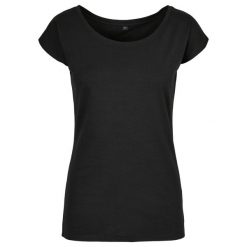 Koszulka Damska Z Szerokim Dekoltem. Niebieskie koszulki sportowe damskie BUILD YOUR BRAND, xs, bez wzorów, sportowe, bez kołnierzyka. Za 38.99 zł.