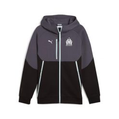 Zippowany sweatshirt OM FL 2025/26. Czarne bluzy męskie Puma, l, bez wzorów, bez kaptura. Za 369.50 zł.