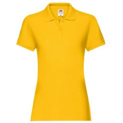 Damska Koszulka Polo Premium Plain. Brązowe koszulki sportowe damskie Fruit of the Loom, xs, bez wzorów, bez kołnierzyka, bez ramiączek. Za 55.99 zł.