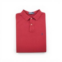Second life - Koszulka polo męska z krótkim rękawem czerwona - Jak nowy. Czerwone koszulki polo męskie Ralph Lauren, m, bez wzorów, z materiału, bez kołnierzyka, bez ramiączek, na golfa. Za 126.86 zł.