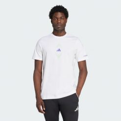 Koszulka F50 Graphic. Białe koszulki sportowe męskie Adidas, xl, bez wzorów, bez kołnierzyka, bez ramiączek, do piłki nożnej. W wyprzedaży za 83.85 zł.