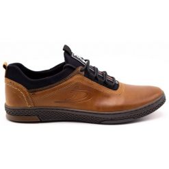 Polbut Buty męskie skórzane casual K24 camel brązowe. Brązowe półbuty na co dzień męskie ze skóry, casualowe, bez zapięcia. Za 319.69 zł.