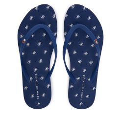 Japonki Tommy Hilfiger. Niebieskie klapki damskie Tommy Hilfiger, bez wzorów, bez obcasa. Za 209.99 zł.