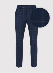 PAKO LORENTE – Granatowe spodnie garniturowe w kratę. Eleganckie spodnie męskie Pako Lorente, m, bez wzorów. Za 399.99 zł.