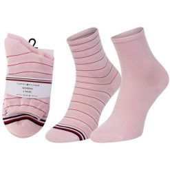 Skarpetki bawełniane Tommy Hilfiger dla kobiet - 2 pary różowe. Czerwone skarpety damskie ZEAGLE, bez wzorów, z bawełny. Za 131.99 zł.