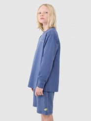4F Longsleeve regular z nadrukiem chłopięcy - niebieski 140 (9-10 lat). Niebieskie t-shirty dla chłopców 4f, bez wzorów, z bawełny, bez ramiączek. W wyprzedaży za 19.99 zł.