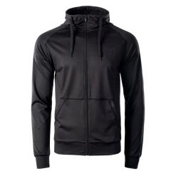 Bluza Rozpinana Męska Akos. Czarne bluzy męskie MARTES, l, bez wzorów, z elastanu, z kapturem, na fitness i siłownię. Za 115.99 zł.