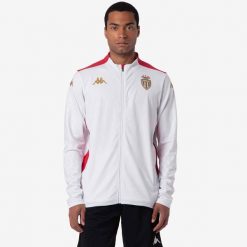 Bluza AS Monaco Arun Pro 8 2024/25. Białe bluzy męskie Kappa, bez wzorów, bez kaptura, do piłki nożnej. W wyprzedaży za 232.55 zł.