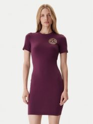 Versace Jeans Couture Sukienka codzienna 79HAOT00 CJ03T Bordowy Slim Fit. Czerwone sukienki damskie Versace Jeans Couture, na co dzień, xl, bez wzorów, z bawełny, bez kołnierzyka, bez ramiączek, proste. Za 399.99 zł.