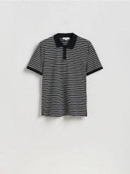 Koszulka polo regular w paski - wielobarwny. Koszulki polo męskie Reserved, l, bez wzorów, z bawełny, bez ramiączek. W wyprzedaży za 69.99 zł.