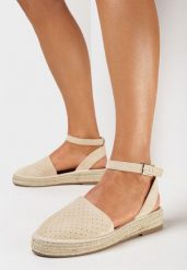 Beżowe Espadryle na Płaskiej Plecionej Podeszwie z Paskiem Wokół Kostki Riolla. Brązowe espadryle damskie Born2be, bez wzorów, boho, bez obcasa, na płaskiej podeszwie, bez zapięcia. Za 84.99 zł.