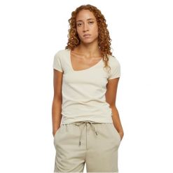 Koszulka damska Urban Classics Organic Asymmetric Neckline. Białe t-shirty damskie Urban Classics, bez wzorów, z bawełny, z asymetrycznym kołnierzem. Za 104.00 zł.