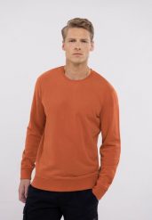Gładka bluza B-ANDY. Brązowe bluzy męskie Volcano, m, bez wzorów, z bawełny, bez kaptura. Za 139.99 zł.