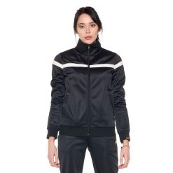 Bluza z zamek błyskawiczny na trening na co dzień. Czarne bluzy damskie LEONE 1947 APPAREL, bez wzorów, z poliesteru, bez kaptura. W wyprzedaży za 164.19 zł.