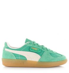 Tenisówki Puma Model Palermo Vintage Kolor Zielony. Zielone trampki i tenisówki damskie Puma, bez wzorów, z materiału, eleganckie, bez zapięcia. Za 420.80 zł.