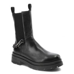 Czarne Botki Nessi Modne Skórzane Buty Damskie. Czarne kozaki damskie Nessi, ze skóry, bez obcasa, na obcasie. Za 369.00 zł.