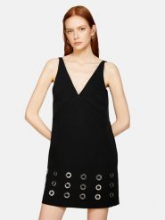Sisley Sukienka codzienna 4FZXLV05H Czarny Regular Fit. Czarne sukienki damskie Sisley, na co dzień, bez wzorów, z syntetyku, bez kołnierzyka, bez ramiączek, proste. Za 289.99 zł.