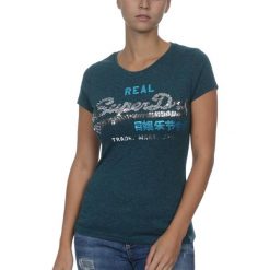 Koszulka turystyczna damska Superdry Vintage Logo Sequin. Niebieskie koszulki sportowe damskie Superdry., xs, bez wzorów, z bawełny, bez kołnierzyka, bez ramiączek. Za 92.00 zł.