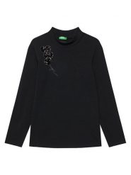 United Colors Of Benetton Golf 3Q8DC10L1 Czarny Regular Fit. Czarne t-shirty i topy dla dziewczynek United Colors Of Benetton, bez wzorów, z bawełny, bez ramiączek. Za 69.99 zł.