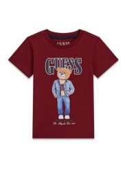 Guess T-Shirt N6RI05 K8HM4 Bordowy Regular Fit. Czerwone t-shirty dla chłopców Guess, z aplikacjami, z bawełny, bez ramiączek. Za 99.99 zł.