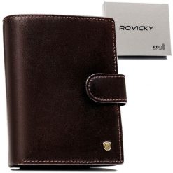 Portfel męski Rovicky N104L-RVT c. brązowy. Brązowe portfele męskie ROVICKY, bez wzorów, ze skóry. Za 74.00 zł.