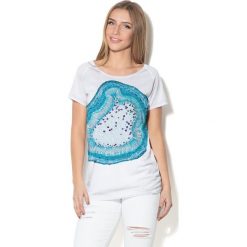 Colour Pleasure Koszulka CP-034 288 biało-niebieska r. XL/XXL. Bluzki damskie marki Colour Pleasure. Za 70.35 zł.