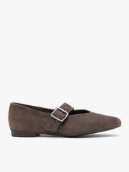 Ciemnobrązowe baleriny ze skóry welurowej. Brązowe baleriny damskie Brawo sp. z o.o., bez wzorów, ze skóry, eleganckie, bez obcasa, na obcasie. Za 379.99 zł.