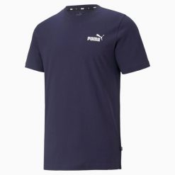 Męska koszulka Essentials z małym logo PUMA Peacoat Blue. Fioletowe koszulki sportowe męskie Puma, m, bez wzorów, z bawełny, bez kołnierzyka, bez ramiączek, na fitness i siłownię. Za 190.00 zł.