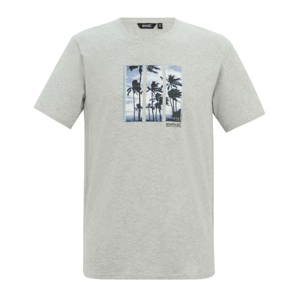 T-shirt Męski Z Palmą Cline IX. Szare koszulki sportowe męskie Regatta, l, bez wzorów, z bawełny, bez kołnierzyka. Za 98.99 zł.