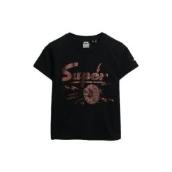 Damska dopasowana koszulka Superdry Band Merch. Czarne t-shirty damskie Superdry., bez wzorów, bez kołnierzyka. Za 138.15 zł.