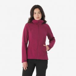 Kurtka turystyczna damska Softshell Forclaz MT500. Czarne kurtki damskie FORCLAZ, m, bez wzorów, z polaru, bez kaptura. Za 249.99 zł.