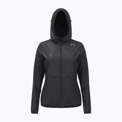 Kurtka do biegania damska Under Armour Velociti Pro Storm. Czarne kurtki sportowe damskie Under Armour, bez wzorów, bez kaptura, do biegania. Za 339.99 zł.