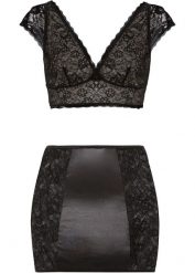 Biustonosz bustier + spódniczka (2 części). Czarne biustonosze bonprix, bez wzorów, z koronki. Za 124.99 zł.