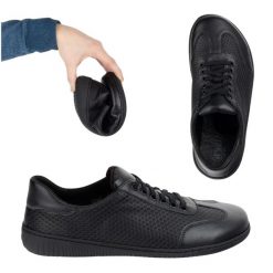 WASAK Buty męskie barefoot minimalistyczne skórzane 0742WK czarny tłoczony na czarnym spodzie czarne. Czarne półbuty na co dzień męskie ze skóry, bez zapięcia. Za 484.00 zł.