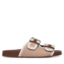 Klapki Weekend Max Mara. Brązowe klapki damskie Weekend Max Mara, bez wzorów, bez obcasa. Za 1,259.00 zł.