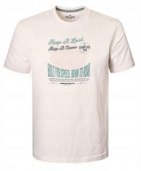 Bawełniana, Męska Koszulka (T-Shirt) - Pako Jeans - Kremowa z Nadrukiem. Białe t-shirty męskie Pako Jeans, l, bez wzorów, z bawełny, casualowe, bez kołnierzyka. Za 75.00 zł.
