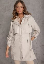 Beżowa Kurtka Przejściowa Typu Parka z Odpinanym Kapturem Ozdobiona Sznurkami Fallaiah. Brązowe parki damskie Renee, l, bez wzorów. Za 189.99 zł.