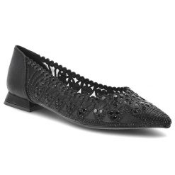 Baleriny damskie S.Barski, cholewka ze skóry ekologicznej zabudowany szpiczasty przód zdobienia z drobnymi aplikacjami, czarne, SR61-0104. Czarne półbuty damskie S.BARSKI, z aplikacjami, ze skóry ekologicznej, ze szpiczastym noskiem, bez obcasa, na płaskiej podeszwie, bez zapięcia. Za 199.00 zł.