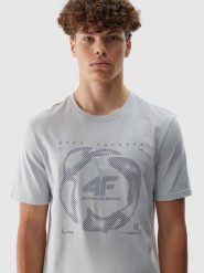 4F T-shirt regular z nadrukiem męski - szary L. Szare t-shirty męskie 4f, l, bez wzorów, z bawełny, klasyczne, bez kołnierzyka. Za 29.99 zł.